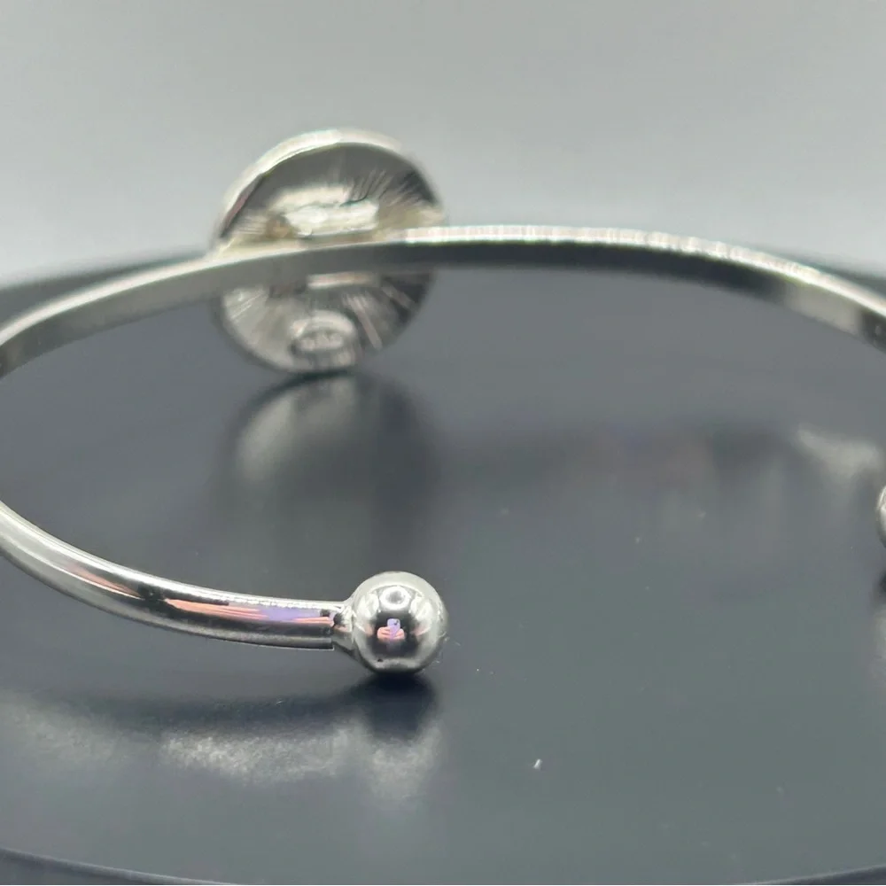 Shiny Capricorn Silver Cuff Bracelet